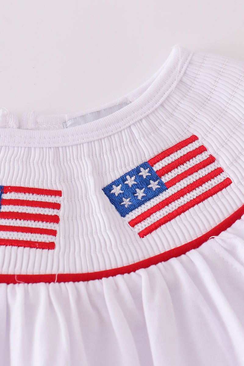 Flag Embroidery Smocked Short Set